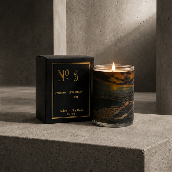 No 5 Stormy Fig Wood Wrapped Candle