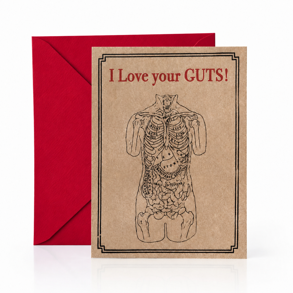 Wood Folding Card - Anatomy Guts