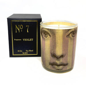 No 7 Violet Wood Wrapped Candle