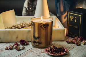 No 7 Violet Wood Wrapped Candle