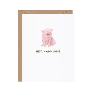 Hey Ham-some — Funny Animal Pun Love / Anniversary Card