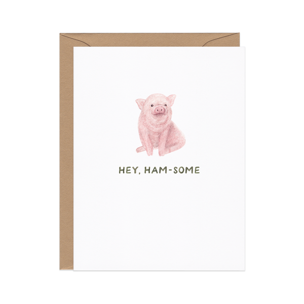 Hey Ham-some — Funny Animal Pun Love / Anniversary Card