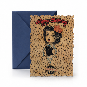 Wood Card - Tattoo Lady